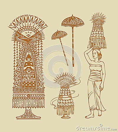 Balinese Elements Illustration Vector Illustration