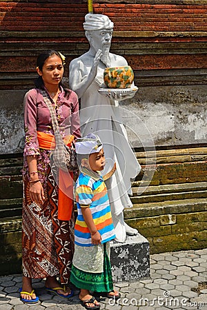 Balinese family, Tampaksiring, Bali, Indonesia Editorial Stock Photo