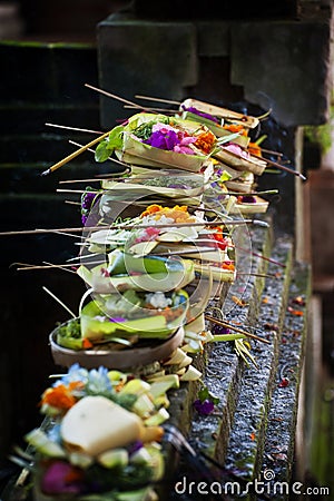 Balinese Hindu Offerings. Stock Photo