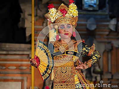 Balinese Legong Dance Performance in Ubud, Bali, Indonesia Editorial Stock Photo