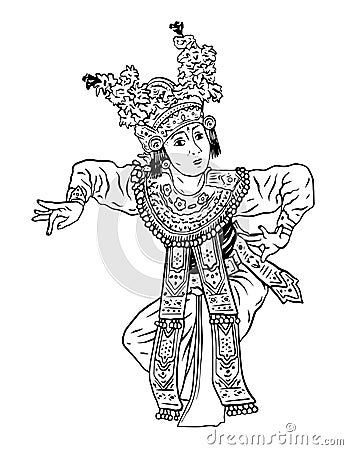 Balinese Legong Dancer Single Person isolated vector Vector Illustration