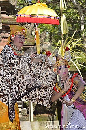 Balinese waman performs Barong and Kris Dance Editorial Stock Photo