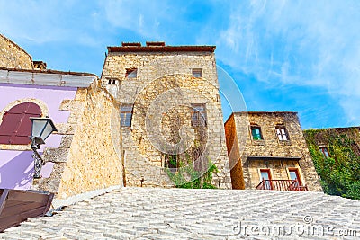 Balkan town with residential architecture Stock Photo
