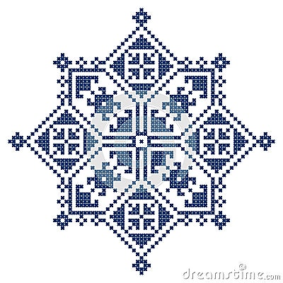 Zmijanski vez Bosnia and Herzegovina cross-stitch style vector design square ornament - traditional folk art design Vector Illustration