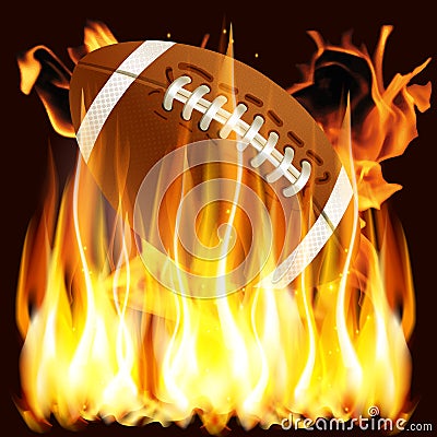 Ball for American football in the fire Cartoon Illustration