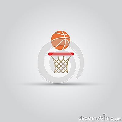 Ball and basketball hoop vector sign Vector Illustration