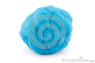 Ball of blue play dough on white Stock Photo