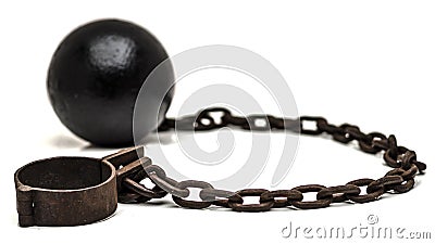 Ball and chain with low depth of field Stock Photo