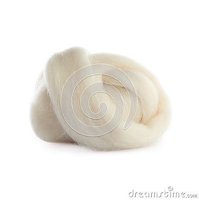 Ball of combed wool isolated on white Stock Photo