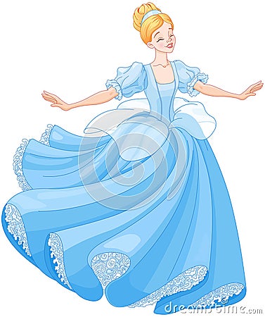 The Ball Dance of Cinderella Vector Illustration