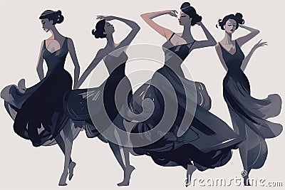 Ball dance of girls together dancing generative AI Stock Photo