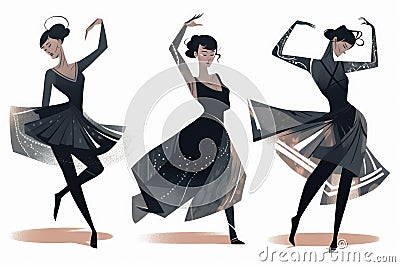 Ball dance of girls on white background generative AI Stock Photo