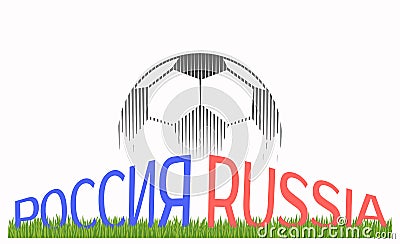 Ball with effect under words Russia. Vector Illustration