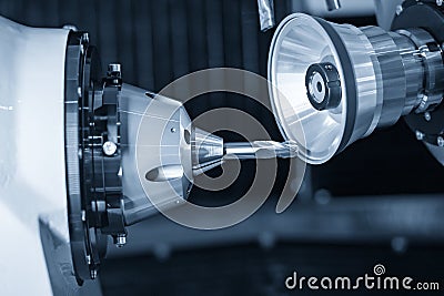 The ball end mill tool type regrinding process control by CNC program. Stock Photo