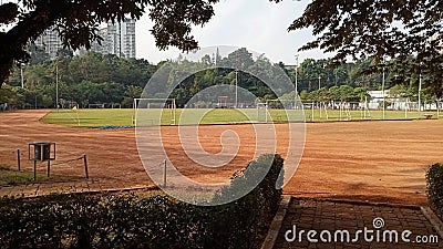ball field and jogging track Stock Photo