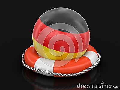 Ball with German flag on lifebuoy Stock Photo