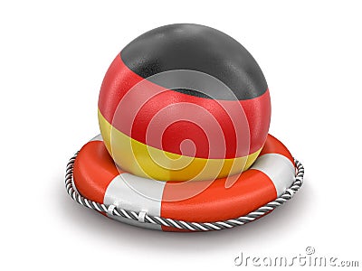 Ball with German flag on lifebuoy Stock Photo