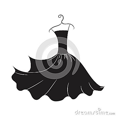 Ball gown hand drawing on a hanger Vector Illustration