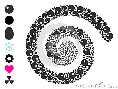 Ball Icon Spiral Twist Mosaic Vector Illustration