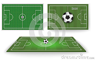 The ball lies on the grass. a football match. vector illustration. A beautiful ball and green grass.Soccer league flyer Vector Illustration