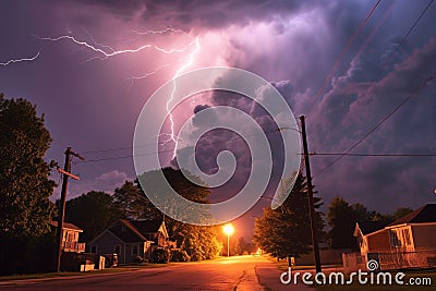 ball lightning illuminating a stormy night sky Stock Photo