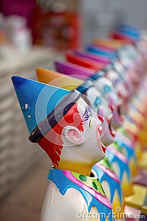 Clown Figurines On Sideshow Alley At A Country Show Stock Photo