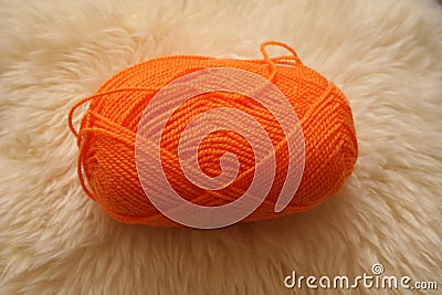 Ball of orange wool Stock Photo