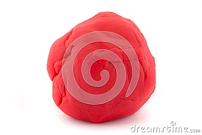 Ball of red play dough on white Stock Photo