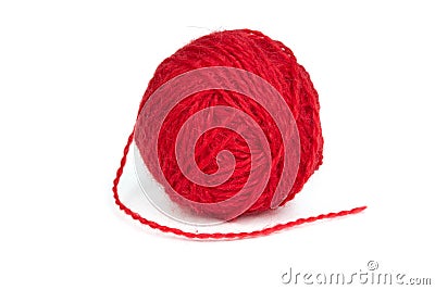 Ball of red wool yarn Stock Photo