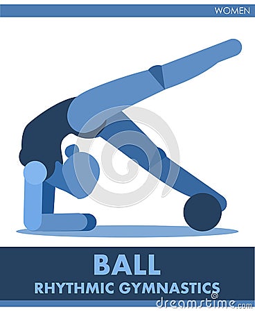 Ball. Rhythmic gymnastics. Sports Women`s competition. Vector. Icon, pictogram. Summer international sport. Girls. Women contest. Vector Illustration