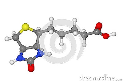 Ball and stick model of biotin molecule Stock Photo