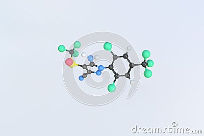 Fipronil molecule made with balls, isolated molecular model. 3D rendering Stock Photo