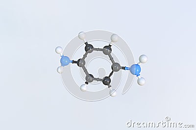 P-phenylenediamine molecule made with balls, isolated molecular model. 3D rendering Stock Photo