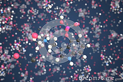 Psilocybin molecule made with balls, conceptual molecular model. Chemical 3d rendering Stock Photo