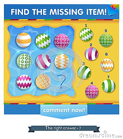 Ball summer Find the missing item Stock Photo