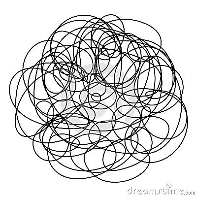 A ball of tangled scribble. Sketch. A hand-drawn object made from scratched, swirling lines Vector Illustration