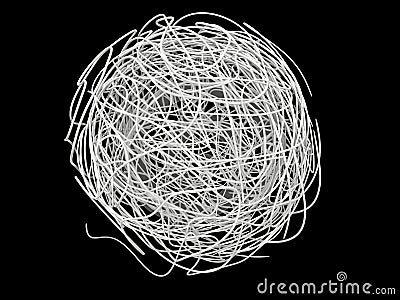 Ball of tangled white wires Stock Photo