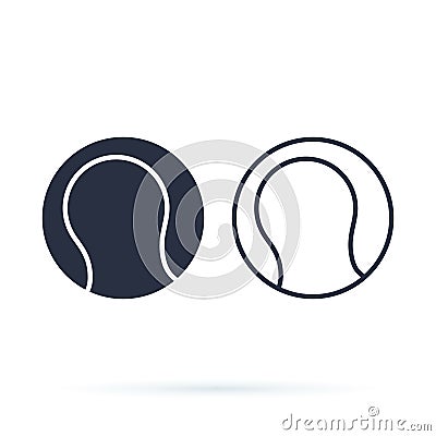Ball tennis isolated on white sport design icon vector illustration. Play game or doing sport concept. Vector Illustration