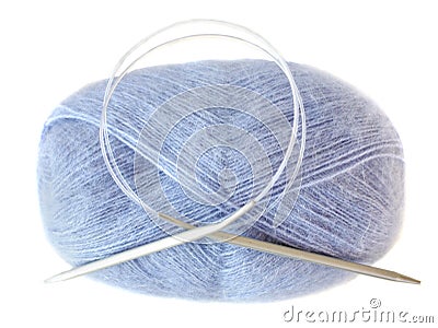 Ball of threads of blue color. Stock Photo