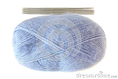 Ball of threads of blue color. Stock Photo