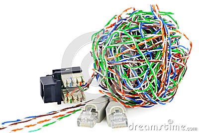 Ball from a twisted pair and connectors Stock Photo