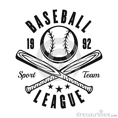 Ball and two baseball bats vintage black emblem Vector Illustration