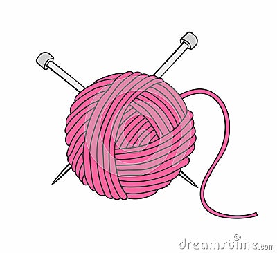 Ball of yarn and needles Vector Illustration