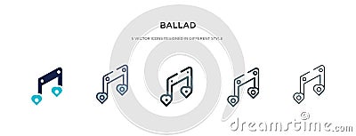 Ballad icon in different style vector illustration. two colored and black ballad vector icons designed in filled, outline, line Vector Illustration