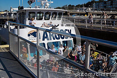 Ballard Lock Cruise Ship Passing Through Editorial Stock Photo