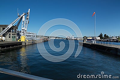 Ballard Lock View of Lake Union From Gate Editorial Stock Photo