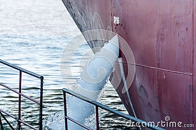 Ballast water drain from the ship close-up. Stock Photo