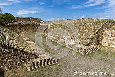 The ballcourt in the Monte Alban Zapotec archaeological site in Oaxaca Stock Photo