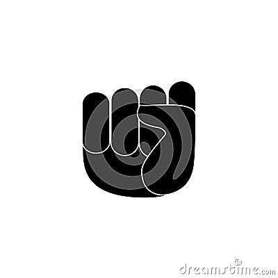 Balled up fist. Protest and power concept. Vector black and white Illustration on empty background. Vector Illustration