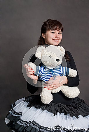 Ballerina with bear Stock Photo